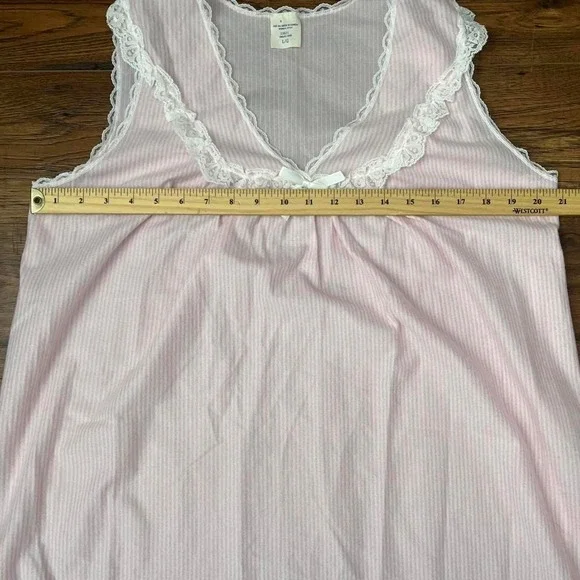Vintage Pink White Striped Nightgown Women Large Cottagecore 90s Coquette Fairy - Picture 4 of 6